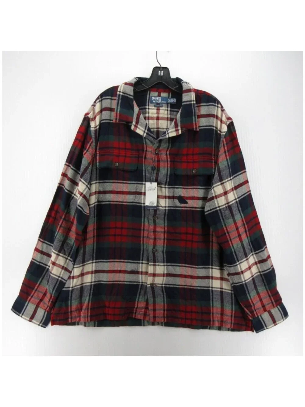 Polo Ralph Lauren Shirt XXL Flannel Loop Collar Plaid Classic Heritage